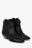 Isabel Marant Black Leather Studded Western Ankle Boots Size 37