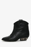 Isabel Marant Black Leather Studded Western Ankle Boots Size 37
