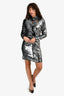 Isabel Marant Silver Sequin Mock Neck Mini Dress Size 10