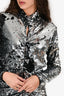 Isabel Marant Silver Sequin Mock Neck Mini Dress Size 10