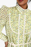 ALÉMAIS Green Printed Cut Out Detail Lace Trim Mini Dress Size 2