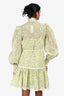 ALÉMAIS Green Printed Cut Out Detail Lace Trim Mini Dress Size 2