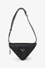Prada Black Saffiano Letter Triangle Shoulder Bag