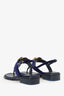 Pre-Loved Chanel™ Navy Velvet Jewelled CC Thong Sandals Size 37