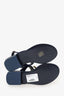 Pre-Loved Chanel™ Navy Velvet Jewelled CC Thong Sandals Size 37