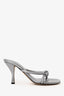 Bottega Veneta Silver Metallic Leather Blink Mule Sandal Size 38