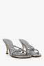 Bottega Veneta Silver Metallic Leather Blink Mule Sandal Size 38