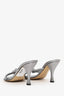 Bottega Veneta Silver Metallic Leather Blink Mule Sandal Size 38
