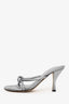 Bottega Veneta Silver Metallic Leather Blink Mule Sandal Size 38