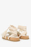 Jimmy Choo Natural Embroidered Raffia Sandals Size 35.5