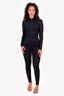 Balenciaga Black Long Sleeve Mock Neck Top + Legging Activewear Set Size S