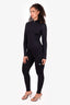 Balenciaga Black Long Sleeve Mock Neck Top + Legging Activewear Set Size S