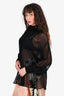 Fendi Black Silk Sheer Blouse Size 42