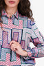 MSGM Pink Multicolour Printed Silk Button Down Blouse Size 42