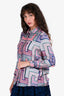 MSGM Pink Multicolour Printed Silk Button Down Blouse Size 42