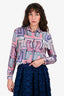 MSGM Pink Multicolour Printed Silk Button Down Blouse Size 42