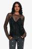 Ermano Scervino Black Bead Embellished Long Sleeves Top with Top Size 42