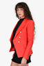 Balmain Orange Lapelled Gold Buttoned Blazer Size 36