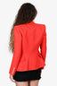 Balmain Orange Lapelled Gold Buttoned Blazer Size 36