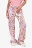 Etro Pink Paisly Print Wide Leg Jeans Size 28