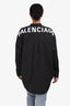 Balenciaga Black/Brown Plaid Cotton Button-Up Shirt With Logo Back Size 36