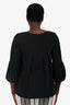 Diane Von Furstenberg Black Silk 3/4 Sleeve Top Size 8