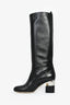 Pre-Loved Chanel™ Black Leather Knee High Boots with Pearl Lucite Heel Size 38