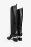 Pre-Loved Chanel™ Black Leather Knee High Boots with Pearl Lucite Heel Size 38