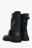 Roger Vivier Black Leather Crystal Embellished Buckle Biker Boots Size 37