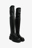 Christian Dior Black Stretch Leather Lug Sole Knee High Boots Size 37