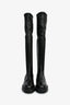 Christian Dior Black Stretch Leather Lug Sole Knee High Boots Size 37