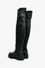 Christian Dior Black Stretch Leather Lug Sole Knee High Boots Size 37