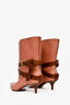 Louis Vuitton Dusty Pink Grained/Brown Leather Buckle Detail Kitten Heel Boots Size 37