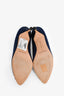 Manolo Blahnik Navy Blue Satin Crystal Hangisi 70 Heels Size 37