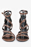 Saint Laurent Brown Leather Studded Heeled Sandals Size 38.5
