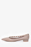 Valentino Nude Leather Asymmetrical Rockstud Flats Size 38.5