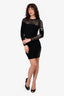 Versace Black Ribbed Knit Sequin Cutout Long Sleeve Mini Dress Size 40