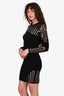 Versace Black Ribbed Knit Sequin Cutout Long Sleeve Mini Dress Size 40