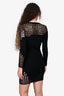 Versace Black Ribbed Knit Sequin Cutout Long Sleeve Mini Dress Size 40