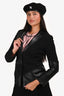 Versace Black Leather Patchwork Single Breasted Blazer Size 40