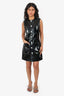 Ronny Kobo Black Patent Leather Crystal Embellished Sleeveless Mini Dress Size XS