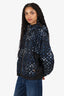Louis Vuitton Black/Blue Nylon Monogram Cinched Waist Hooded Parka Size 38 w/Tags