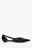 Prada Black Leather Logo Pointed Flats Size 36