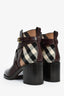 Burberry Brown Leather Check Belted Ankle Boots Size 41
