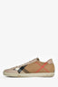 Burberry Brown Novacheck Nude Leather Low Tops Sneakers Size 41