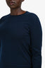 Louis Vuitton Navy Wool Sweater Silk Scarf Dress Size M
