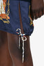Louis Vuitton Navy Wool Sweater Silk Scarf Dress Size M