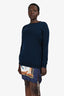 Louis Vuitton Navy Wool Sweater Silk Scarf Dress Size M