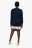 Louis Vuitton Navy Wool Sweater Silk Scarf Dress Size M