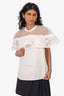 Self-Portrait White Lace Flounce Detail Top Size 10